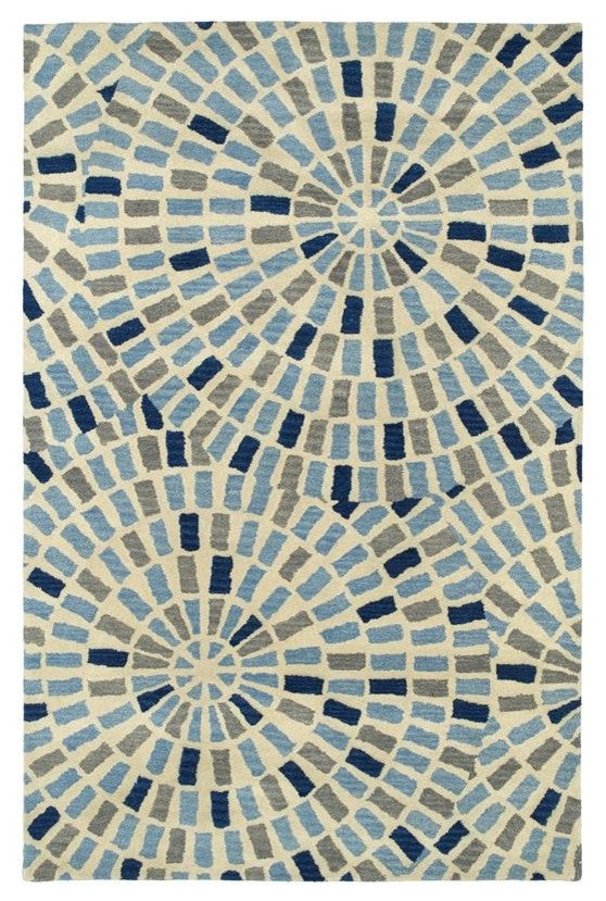 Kaleen Hand-Tufted Rosaic Wool Rug, Blue, 2''6"x8''