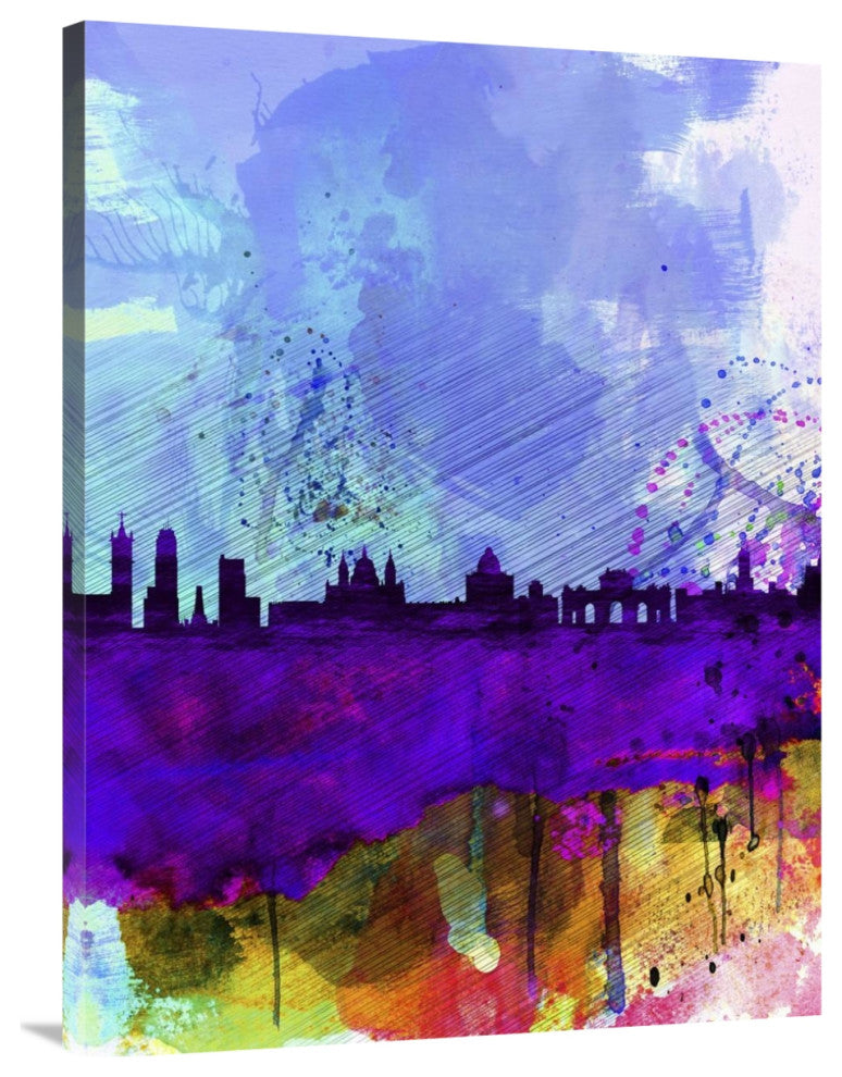 "Madrid Watercolor Skyline" Fine Art Print