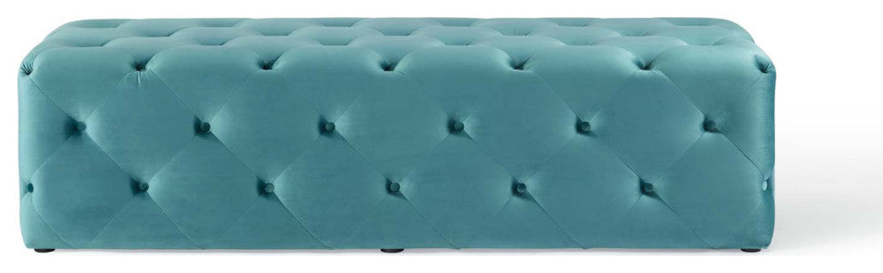 Anthem 60" Tufted Button Entryway Performance Velvet Bench Sea Blue