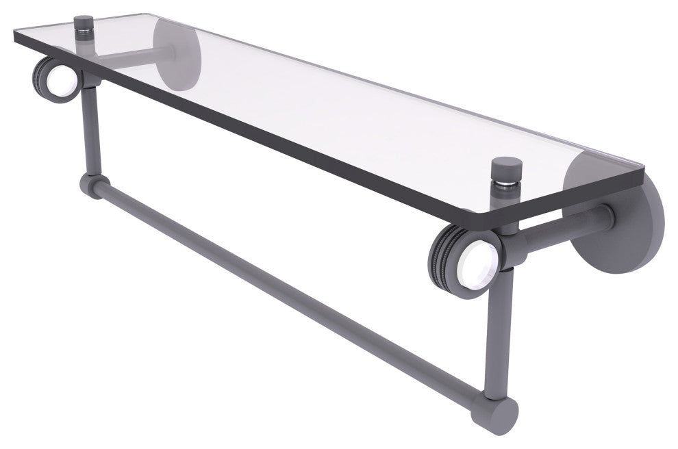 Clearview 22" Glass Shelf and Towel Bar and Dotted Accents, Matte Gray