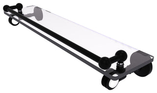 Pacific Grove 22" Glass Shelf with Dotted Accents, Matte Black