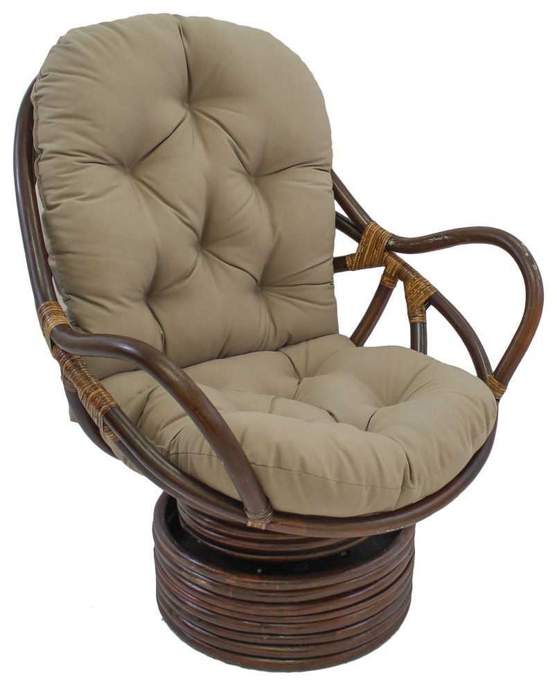 48"x24" Solid Twill Swivel Rocker Cushion, Brown
