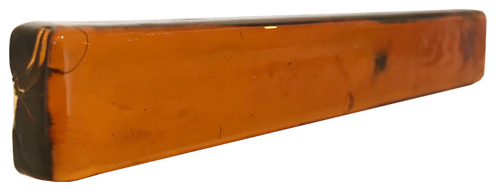 1x6 Flat Bar Hand Poured Glass Tile, Amber