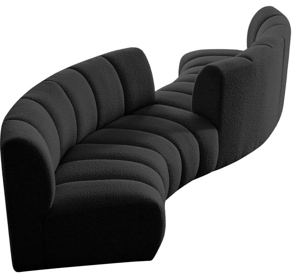 Infinity Boucle Fabric Upholstered 4-Piece S-Shaped Modular Sectional, Black