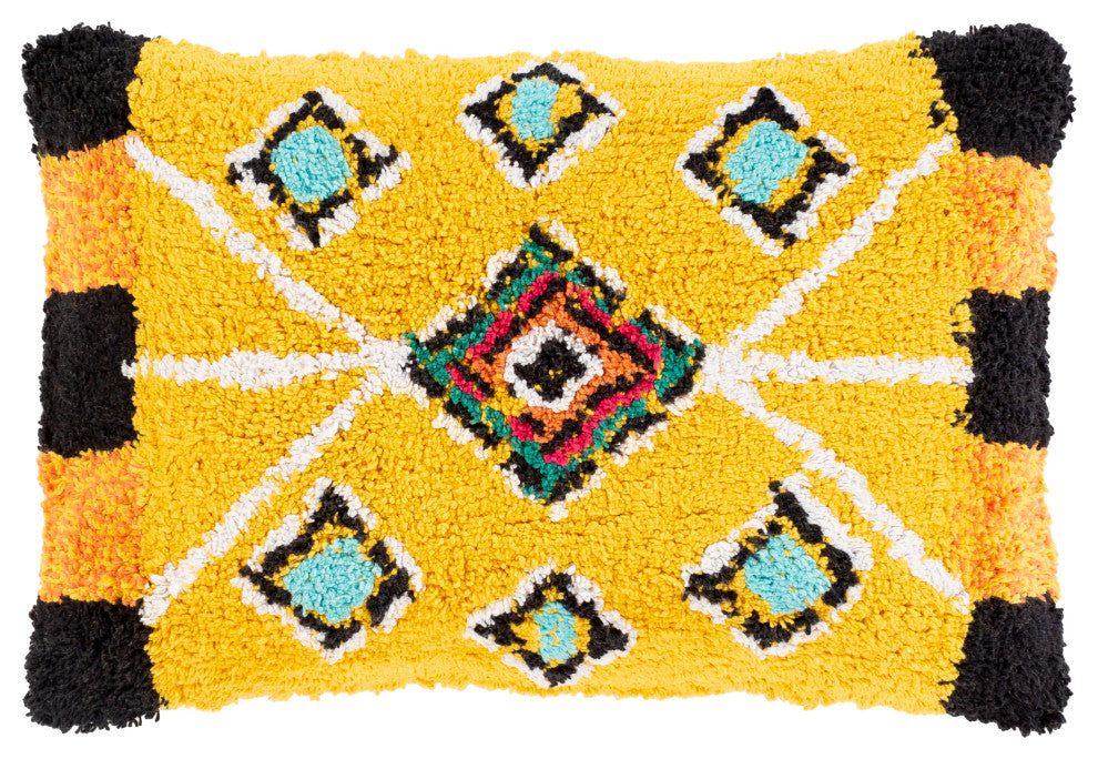 Surya Settat STT-003 13"x20" Pillow Cover, Yellow/Pink/Orange/Black/Aqua/White