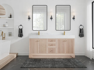 Manhattan 72 Double Sink Bath Vanity in White Oak with 5" Empira Quartz