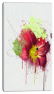 Red Lily with Green Paint Splashes, Floral Canvas Art Print, 16"x32"