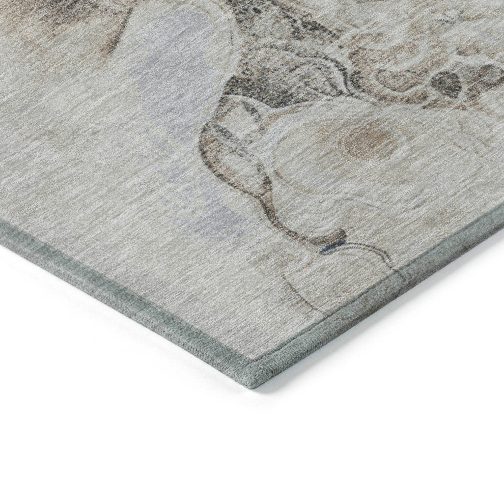 Machine Washable Indoor/Outdoor Chantille ACN1860 Gray 8' x 8' Round Rug