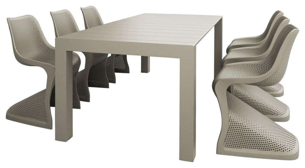 Compamia Bloom Extendable Patio Dining 7-Piece Set, Taupe