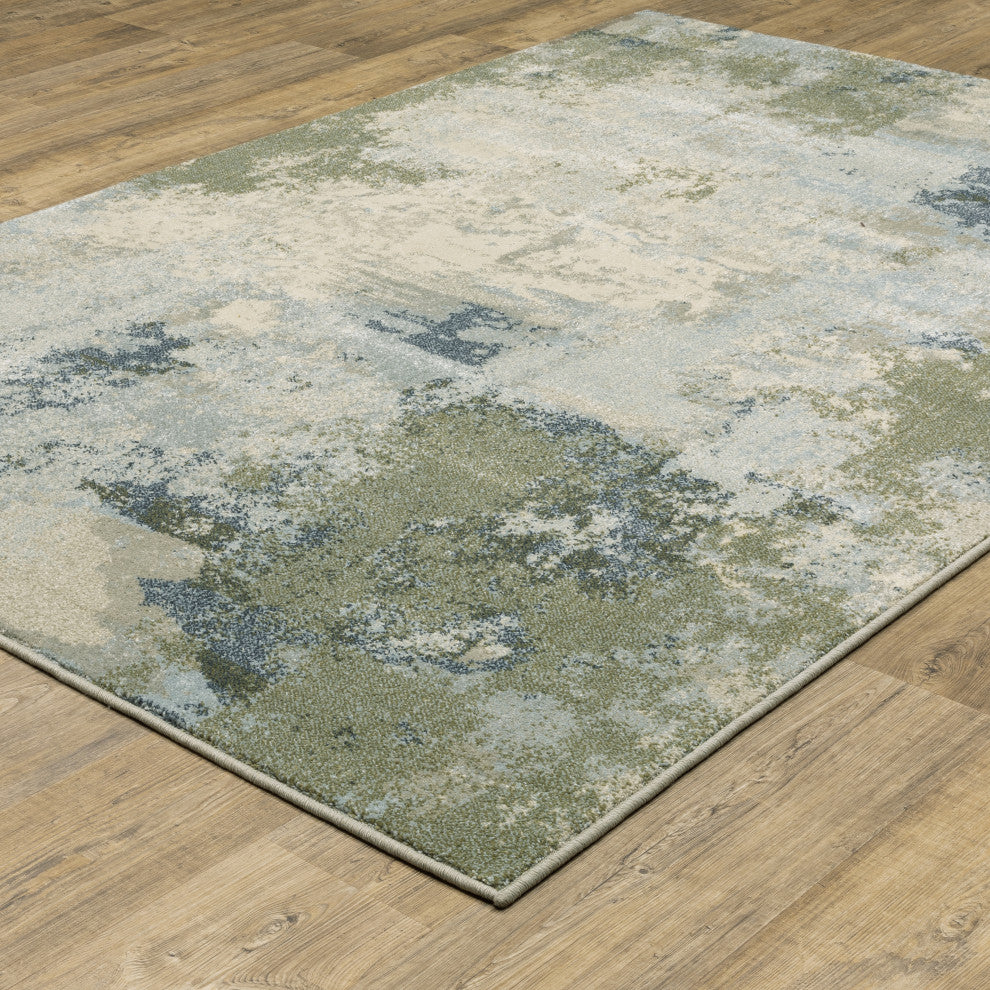 Bastian Contemporary Abstract Blue/ Green Indoor Area Rug, Blue, 5'3"x7'3"