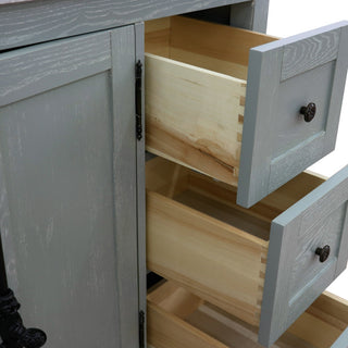 37" Single Vanity, Gray Ash With White Carrara Top, Left Doors/Left Oval Sink