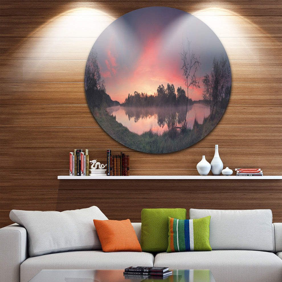 Purple Tinged Spring Mountains, Landscape Round Wall Art, 11"