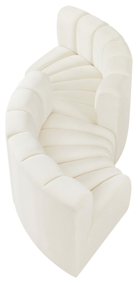 Arc Velvet Upholstered 4-Pc. Facing Modular Sectional, Cream