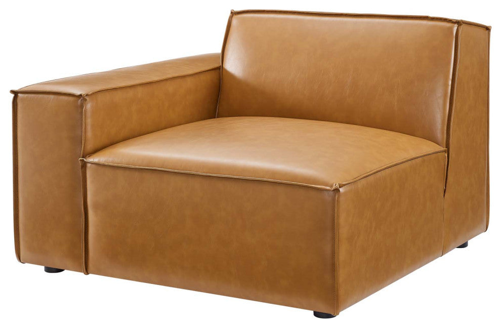 Sectional Sofa Set, Faux Vegan Leather, Tan, Modern, Living Lounge Hospitality