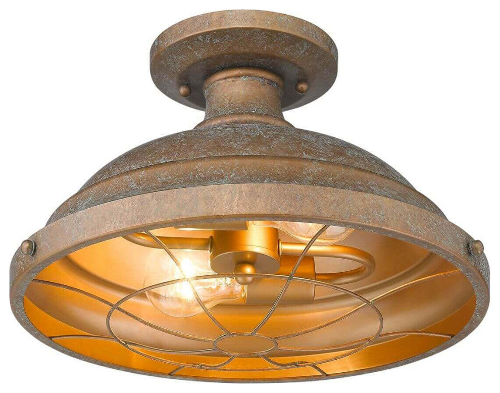 Semi Flush Mount, Copper Patina