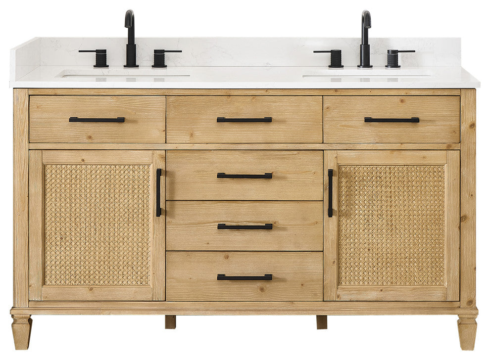 Altair Salome Bathroom Vanity, Weathered Fir, 60", No Mirror