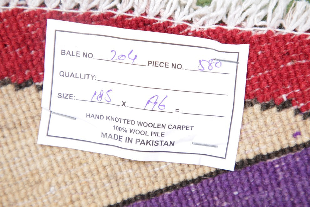 Novelty Kazak Pakistani Oriental Hand-Knotted Area Rug, Beige, 6'6"X6'1"