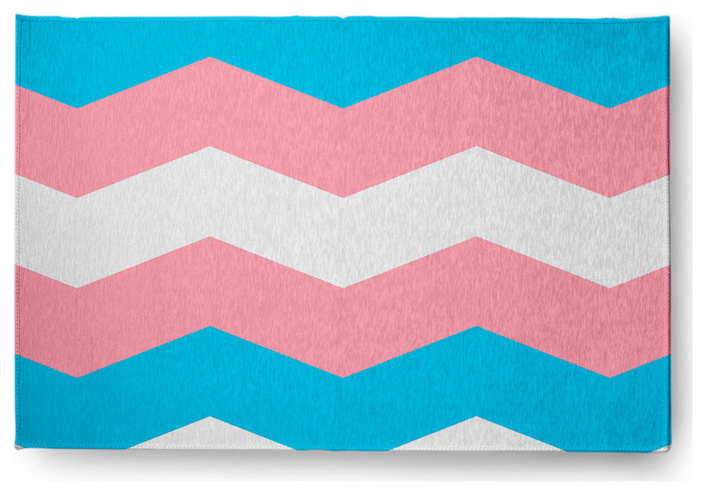 Transgender Chevron Chenille Rug, Transgender Chevron, 4'x6'