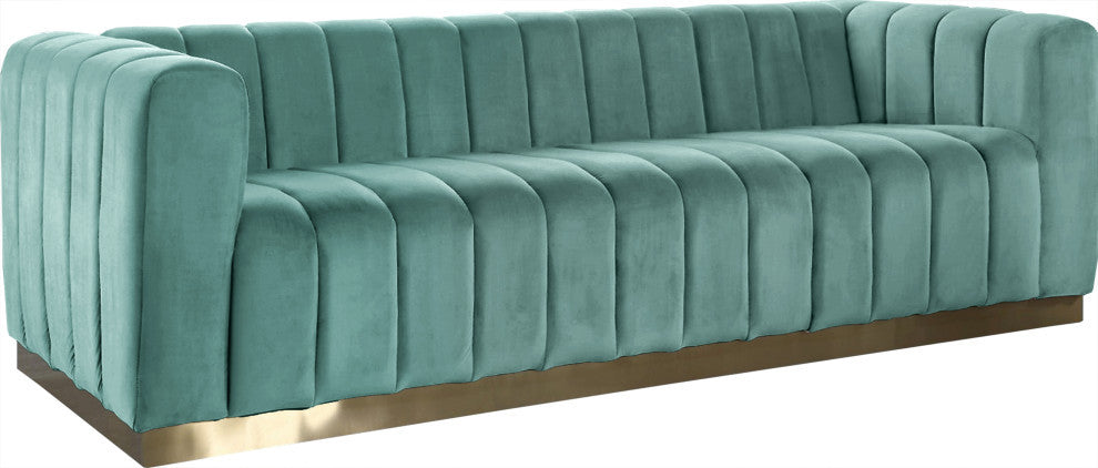 Marlon Velvet Upholstered Sofa, Mint