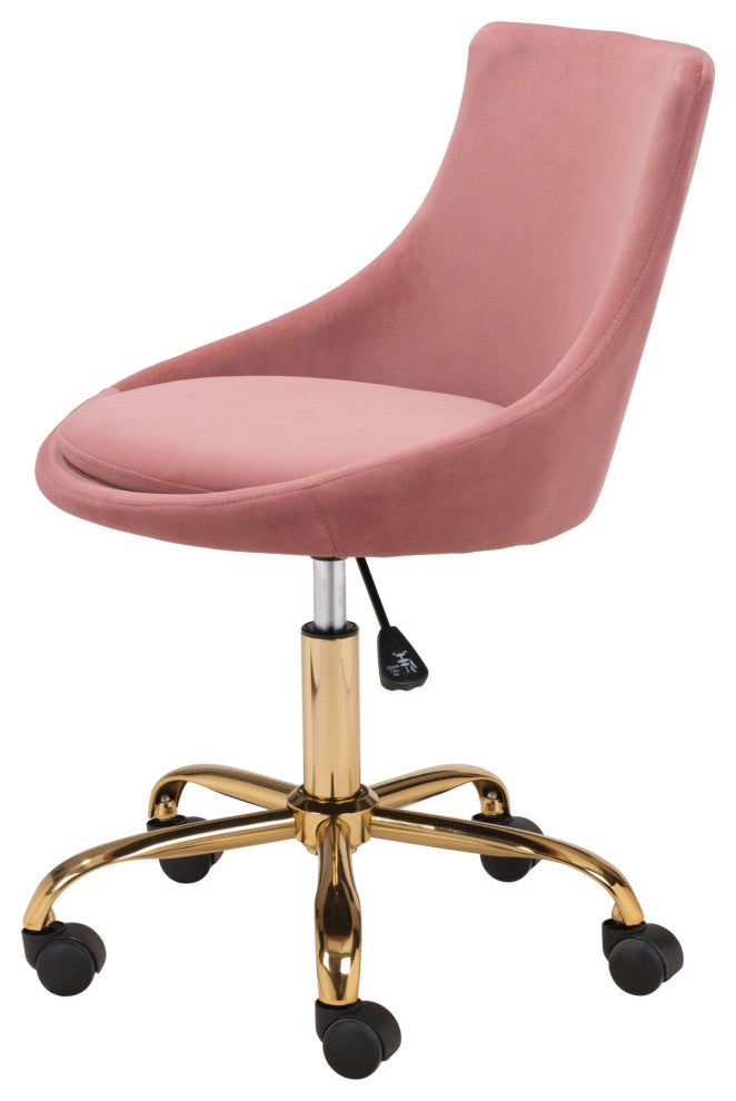 Computer Work Desk Chair, Steel Metal, Fabric, Pink, Gold, Home Business Office