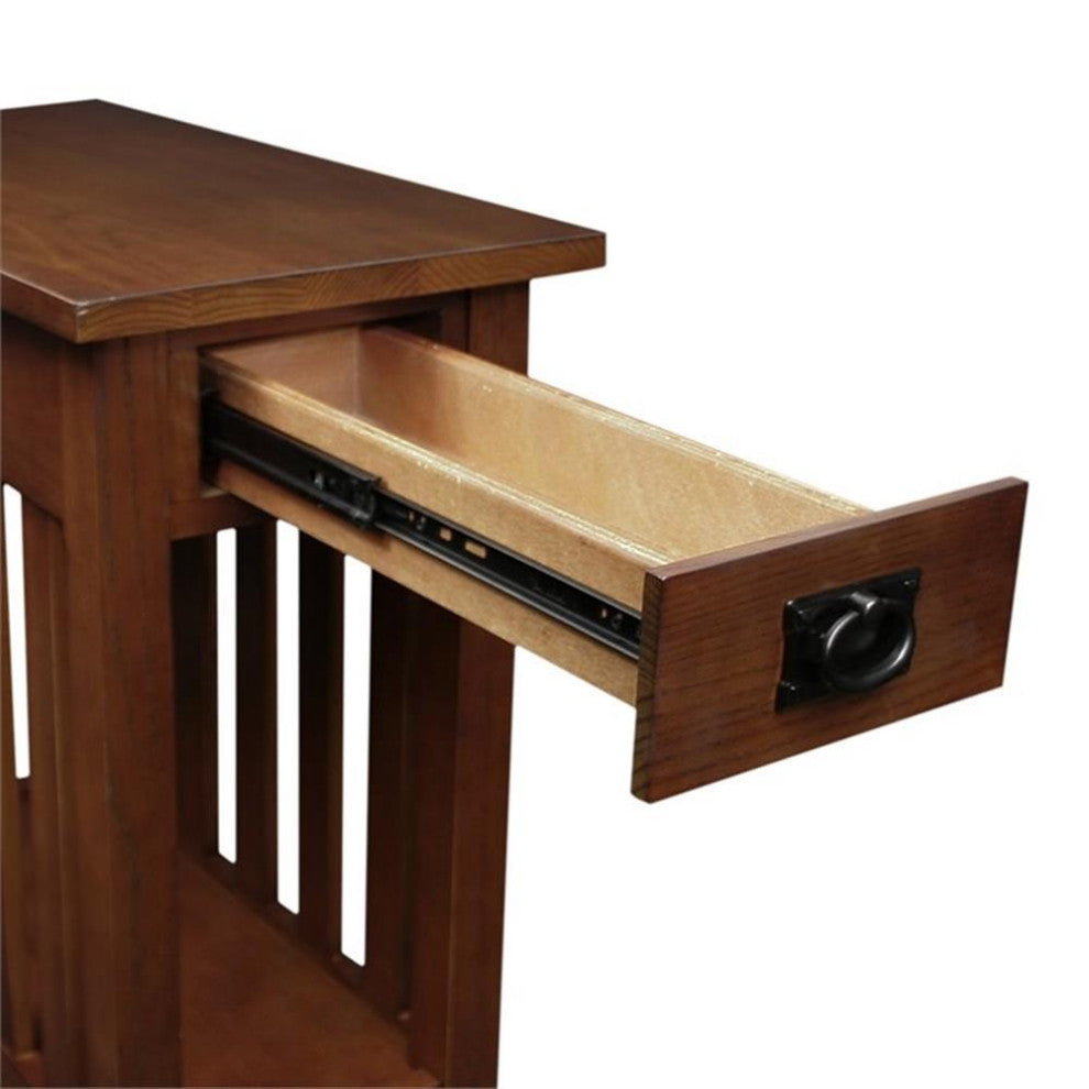 Leick Furniture Mission Wood End Table in Medium Oak Brown
