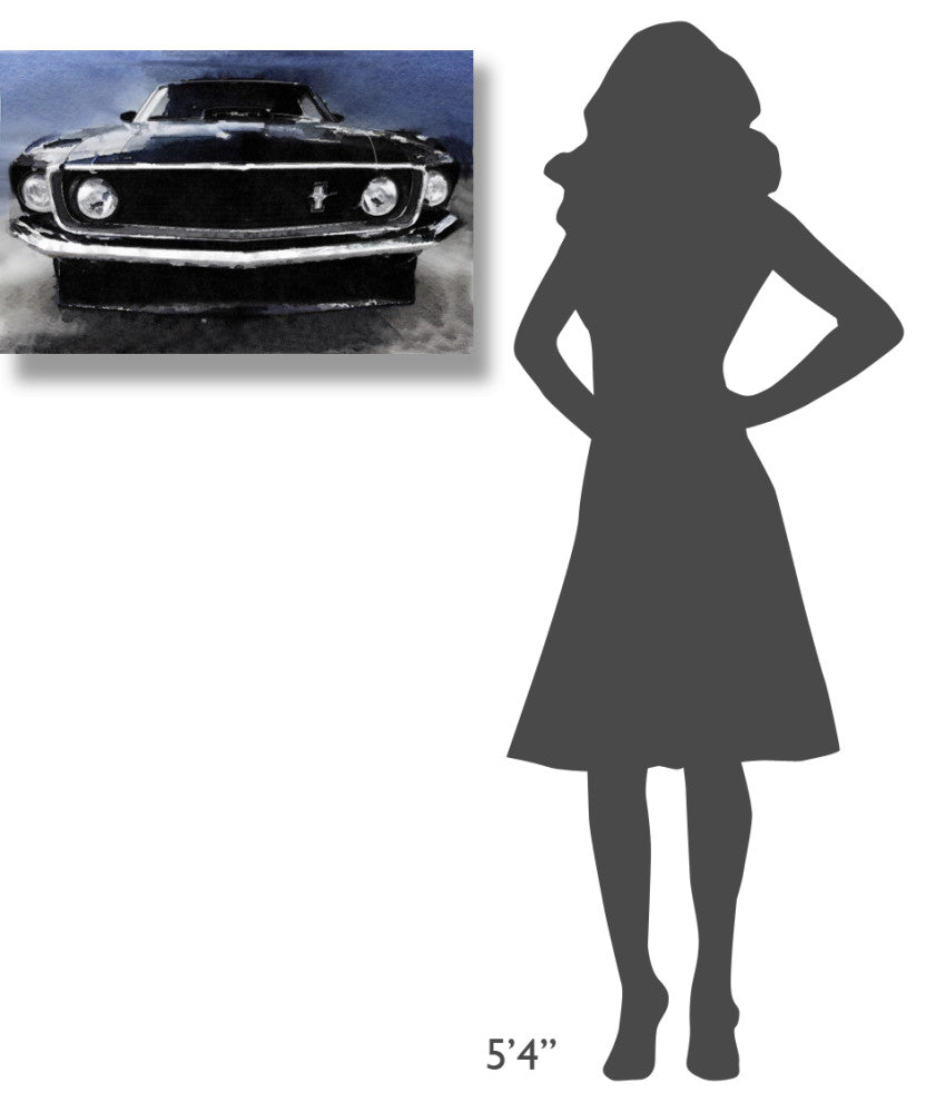 "1968 Ford Mustang Shelby Front Watercolor" Fine Art Print
