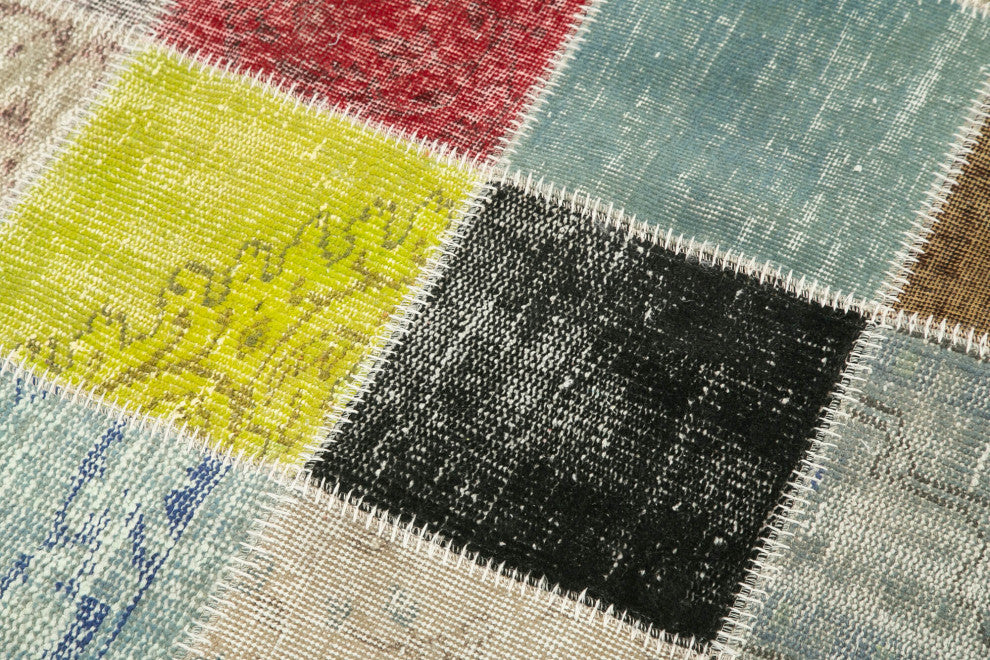 Rug N Carpet - Handwoven Turkish 4' 9" x 4' 9" Contemporary Round Patchwork Rug
