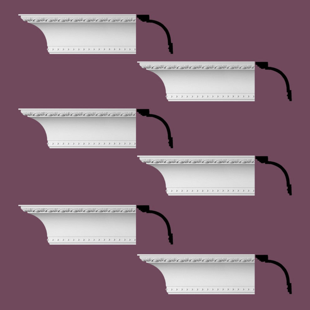 Ornate Cornice White Urethane Ashlyn Design 6 Pieces Totaling 564" Length