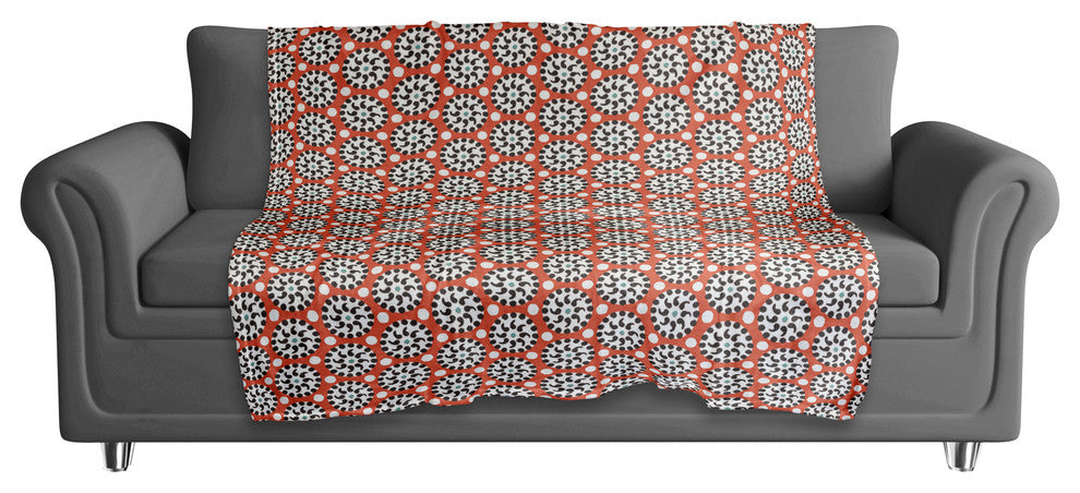 Boho Polka Dots in Red Fleece Blanket