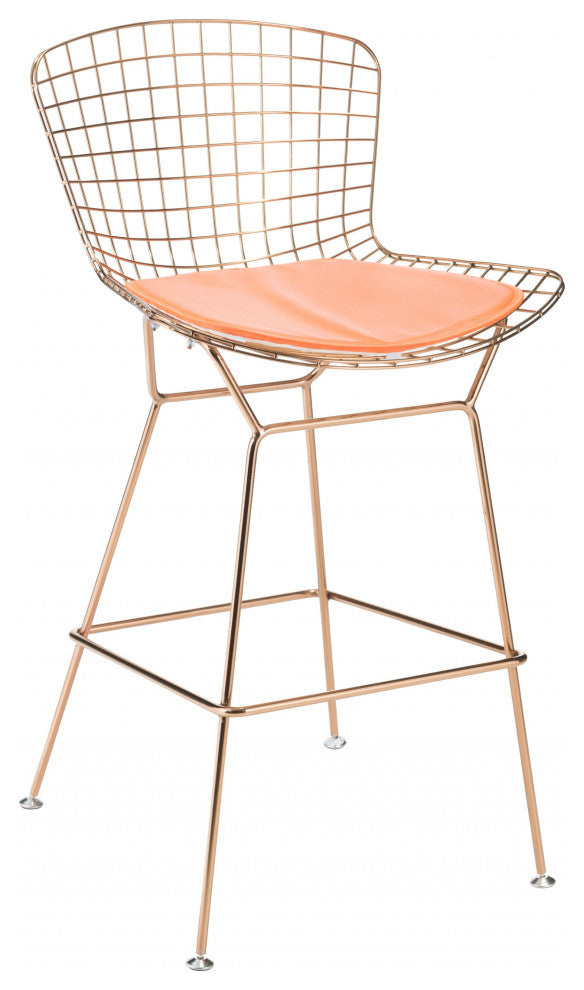Orange Faux Leather Cushion Chair Pad