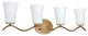 N2163-4-GD 4 Light Vanity Lighting with White Glass in Gold Finish