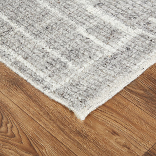 Weave & Wander Rheed Wool Rug, Silver Gray/Ivory, 2ft x 3ft Rug