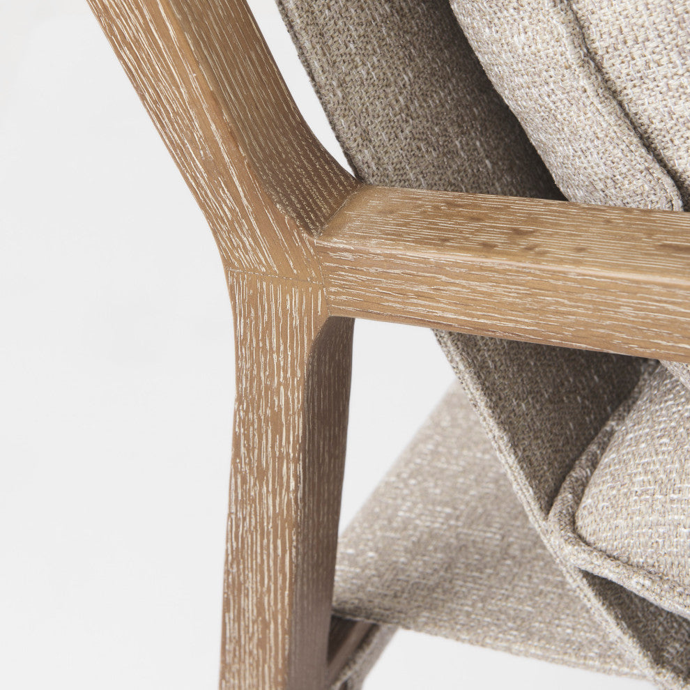 Brayden Beige Fabric Seat w/ Light Brown Solid Wood Accent Chair