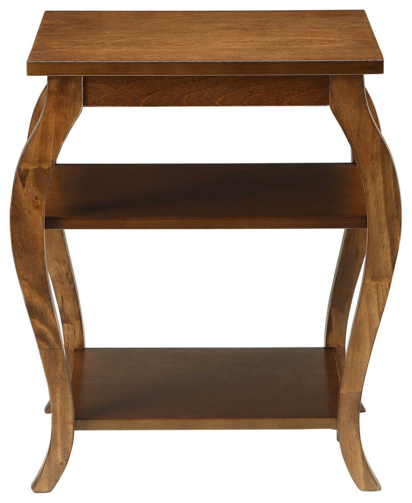 Walnut Finish Bow Leg Square End Table
