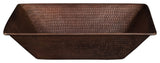 17" Rectangle Wired Rim Vessel Hammered Copper Sink