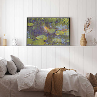 "Game of Shadows" - A Reflective Pond's Serene Art Canvas