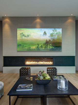 "Misty Pine Forest" Fine Art Canvas Print, 36"x18"