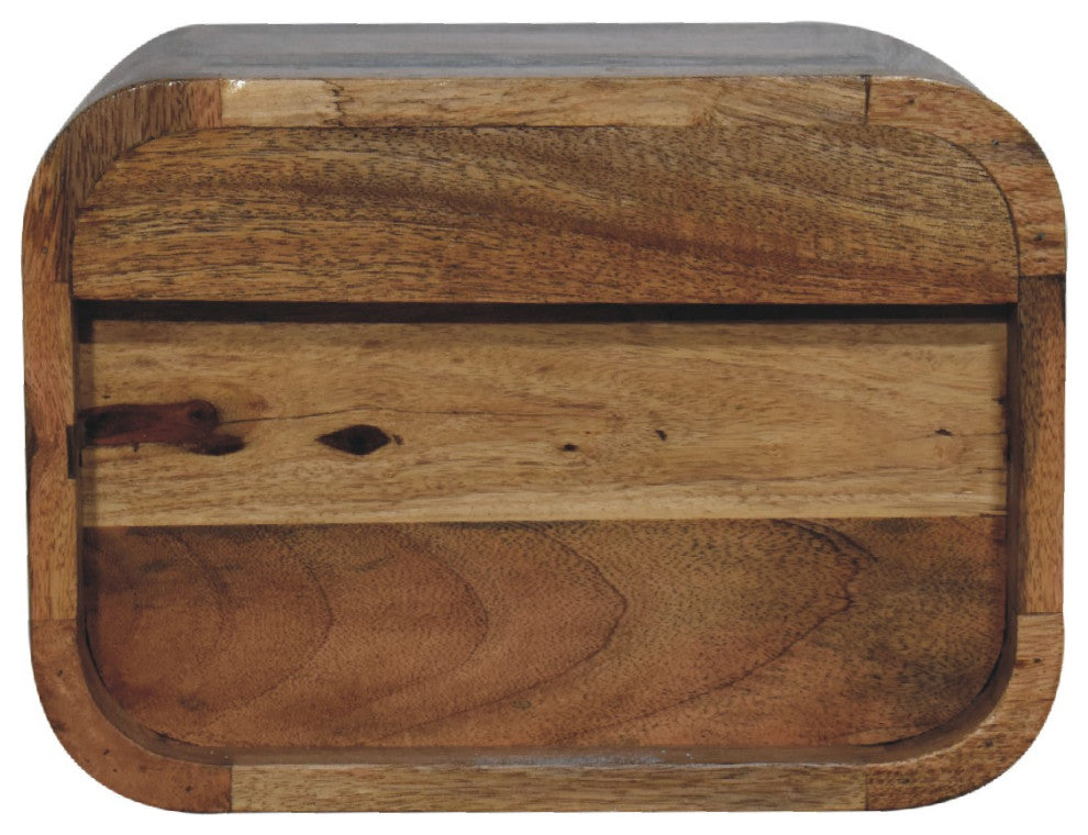 Oak-ish Floating Open Curve Nightstand