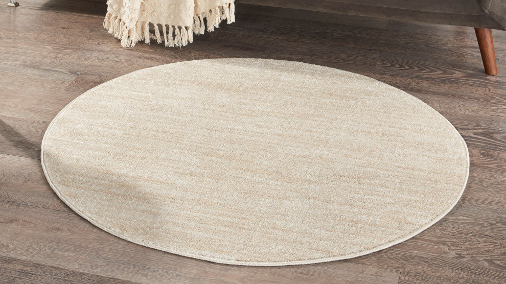 Nourison Essentials 4' x Round Ivory Beige Outdoor Area Rug