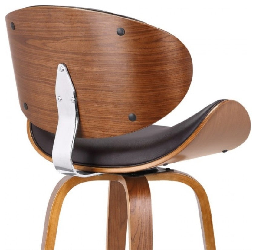 Solvang 26" Mid-Century Swivel Counter Height Barstool in Brown Faux Leather