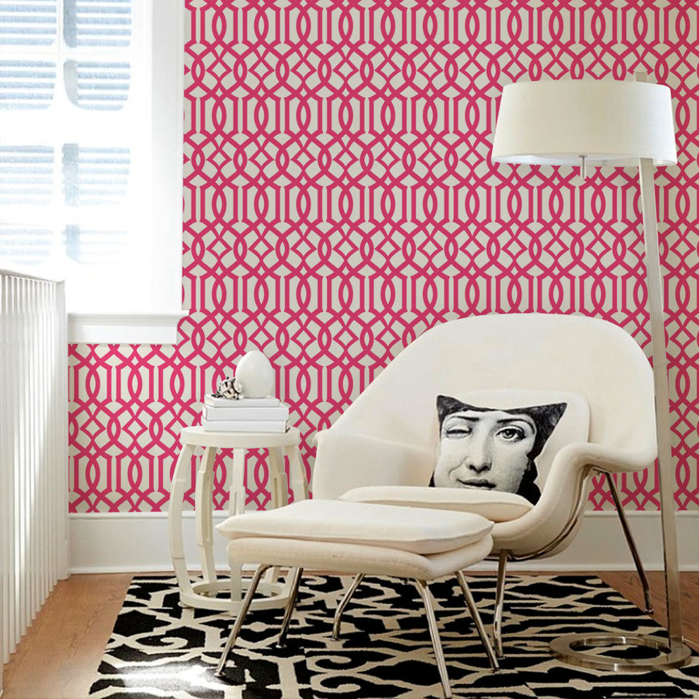 Avant Trellis Peel and Stick Vinyl Wallpaper, Magenta, 24"w X 60"h