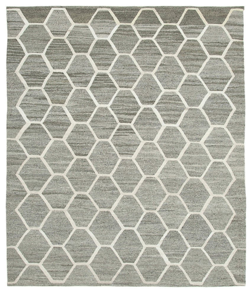 Rug N Carpet - Handmade Turkish 8' 3'' x 9' 11'' Modern Design Wool Kilim Rug