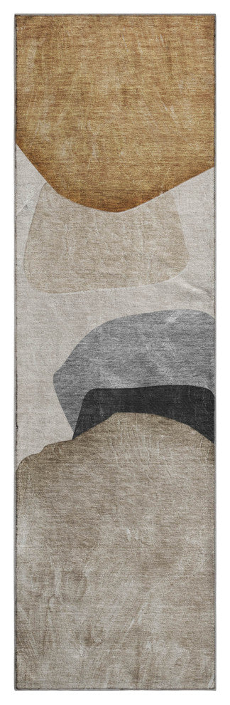 Premium Machine Washable Mayfield AMF547 Brown 2'3" x 7'6" Runner Rug