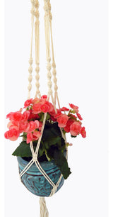 Macrame Plant Hanger 41" White Cotton Hanging Planter