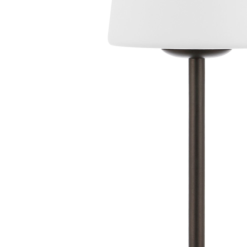 12.75" Modern Minimalist Iron Rechargeable Integrated LED Table Lamp, Black