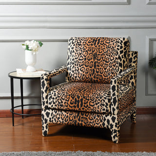 Dann Foley Lounge Chair Brown Cheetah Printed Upholstery