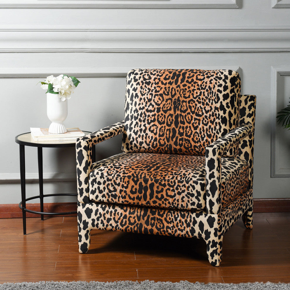 Dann Foley Lounge Chair Brown Cheetah Printed Upholstery