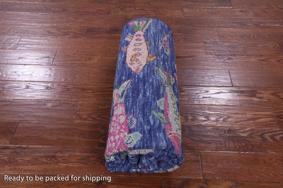 5' 1" X 8' 3" Hand Knotted Gabbeh Fish Design Wool Rug - Q15354