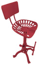 August Tractor Seat Stool With Back, Red