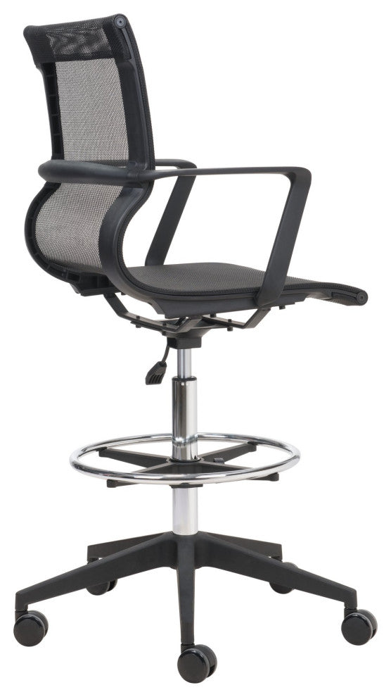 Computer Work Desk Chair, Fabric, Steel, Black, Chrome, Home Business Office
